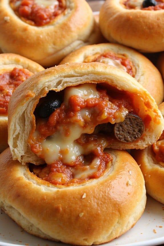 sausage filled pizza roll treats
