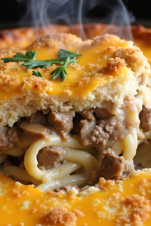 sausage mushroom stroganoff casserole