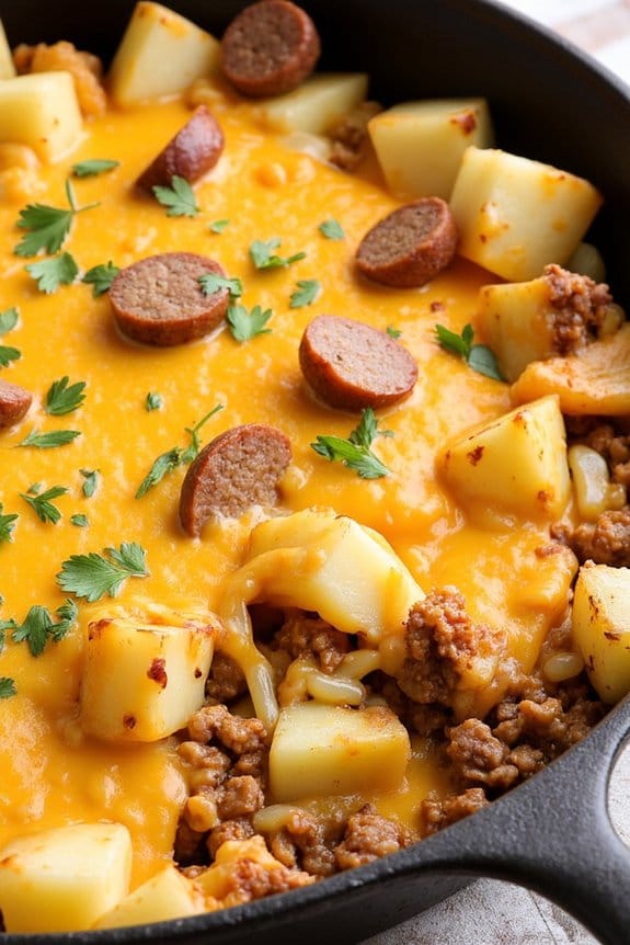 sausage potatoes cheese skillet