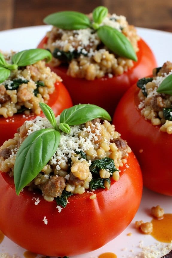 sausage quinoa stuffed tomatoes
