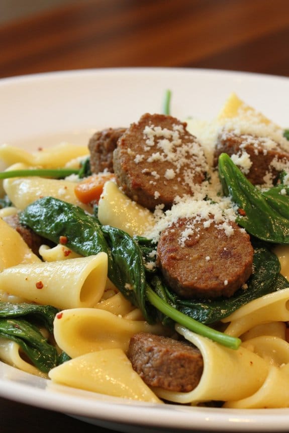 sausage spinach pasta delight