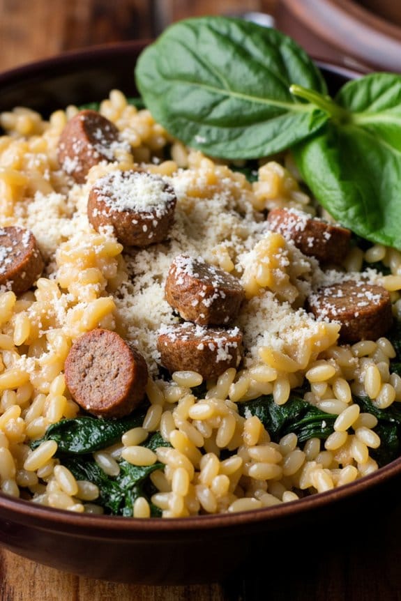 sausage spinach rice bowl
