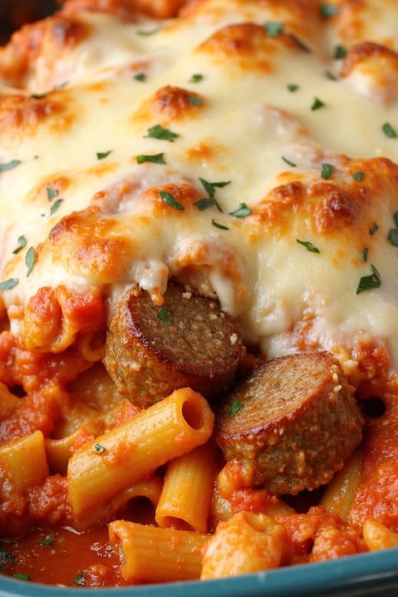 sausage tomato basil pasta casserole