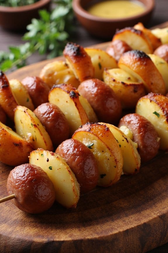 savory sausage and potato skewers