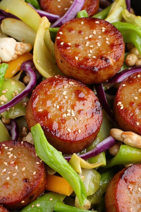 savory sausage cabbage stir fry