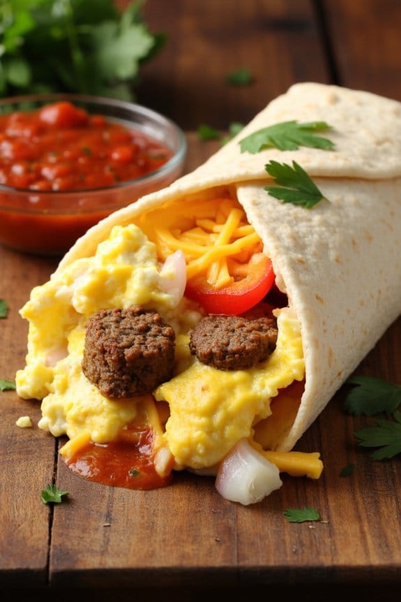 savory sausage egg burritos