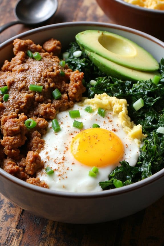 savory sausage kale breakfast bowl