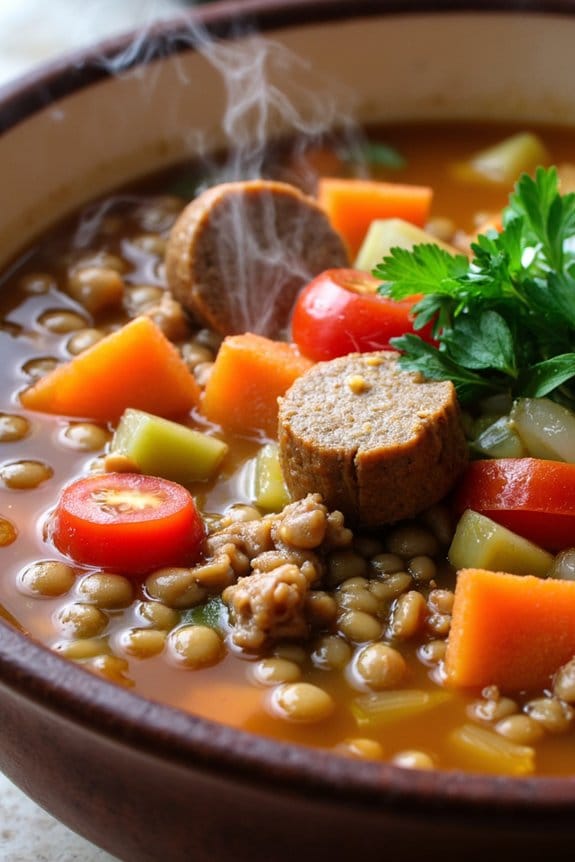 savory sausage lentil soup