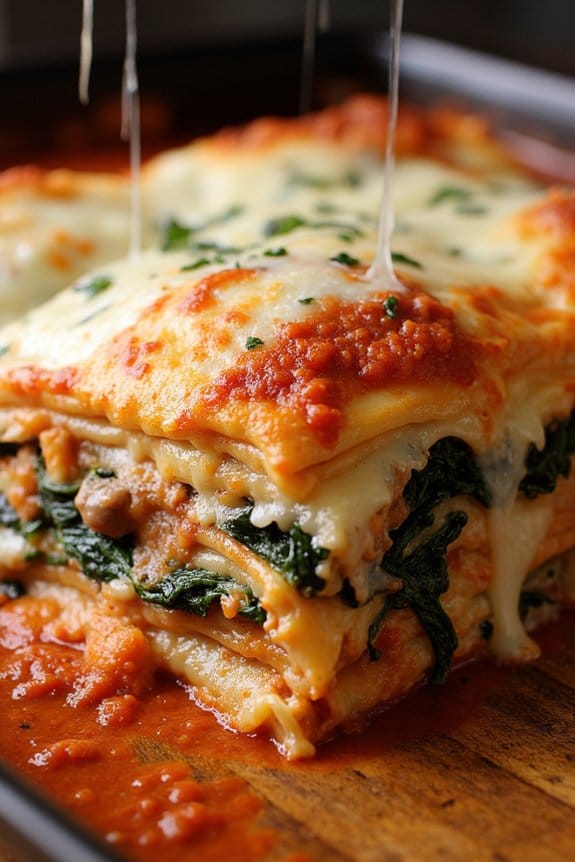 savory sausage spinach layers