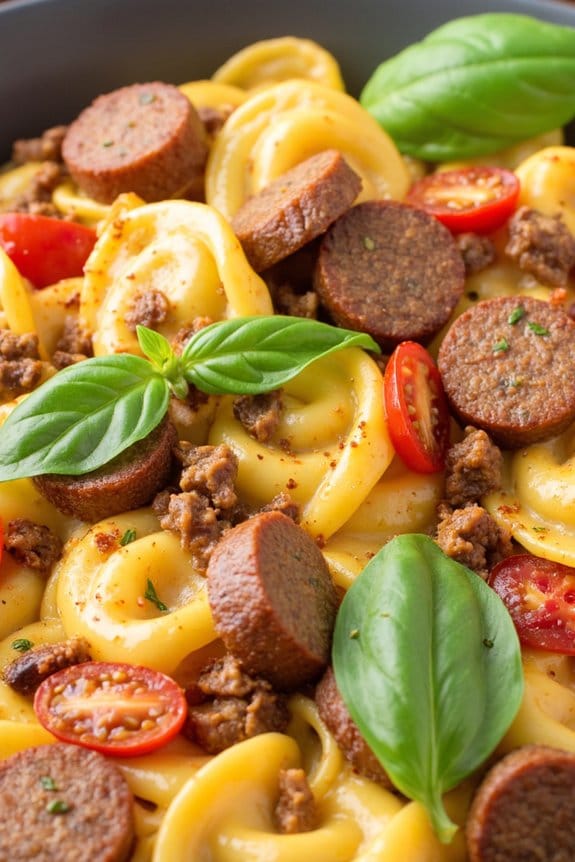savory tortellini with sausage