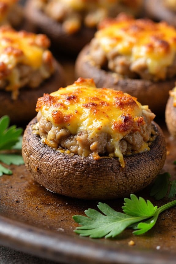 savoury sausage stuffed mushrooms