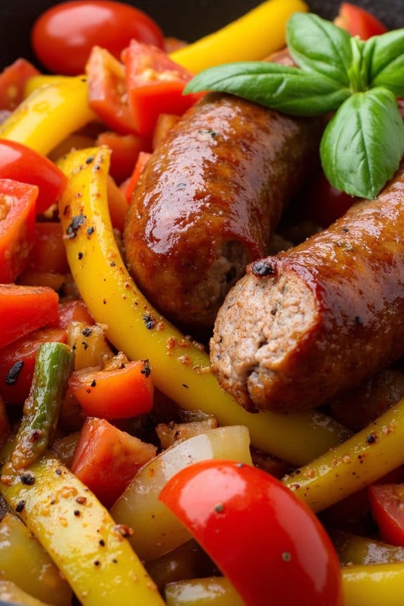 slow cooked sausage and peppers