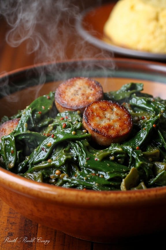 southern sausage and collard greens