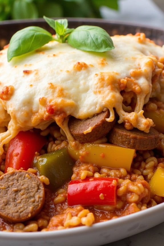 spicy sausage and pepper casserole