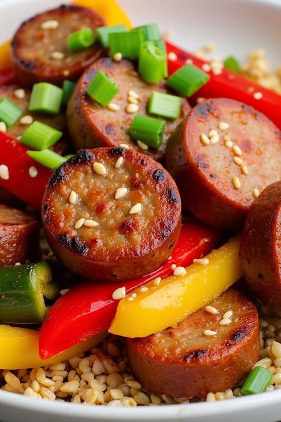 spicy sausage and pepper stir fry