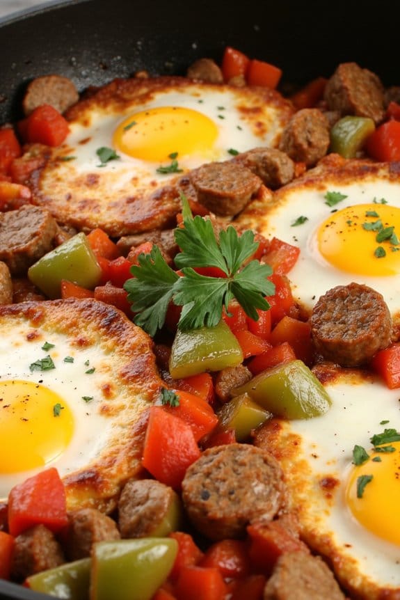 spicy sausage breakfast skillet