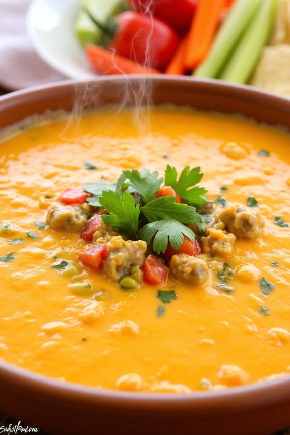 spicy sausage queso dip