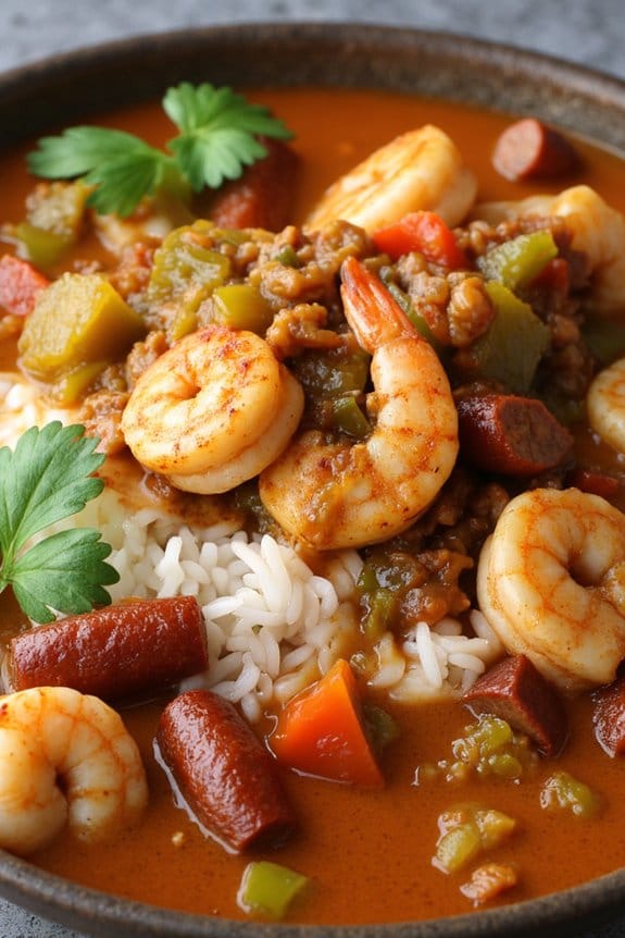 spicy sausage shrimp stew