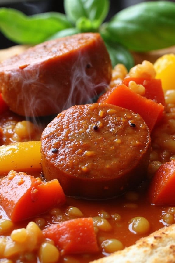 spicy sausage tomato stew