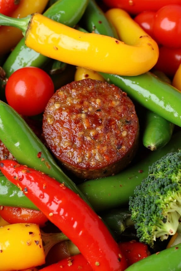 spicy sausage vegetable stir fry