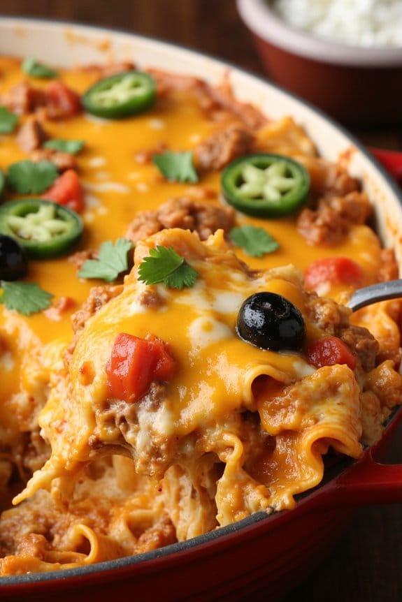 spicy taco noodle casserole