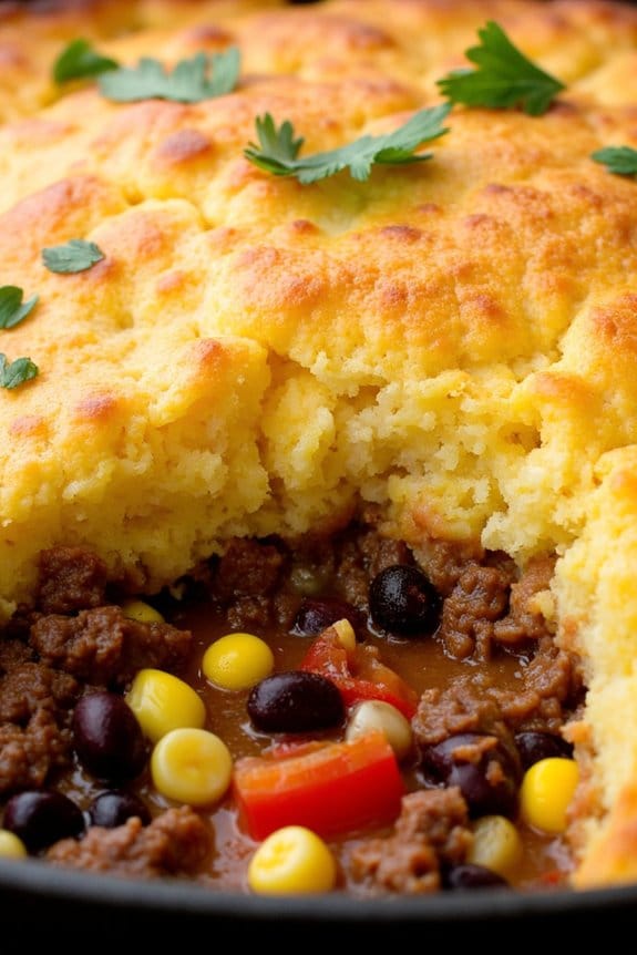tex mex beef cornbread casserole