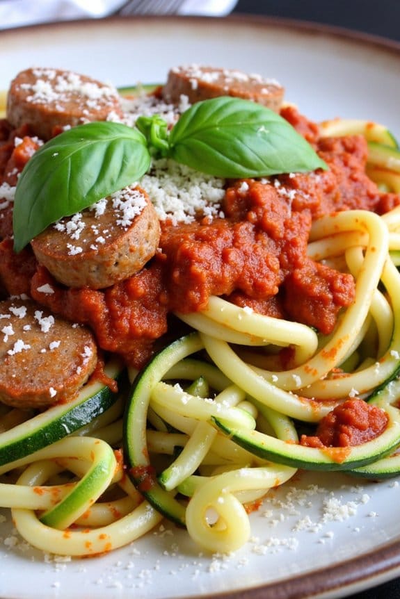 zucchini noodles with sausage marinara