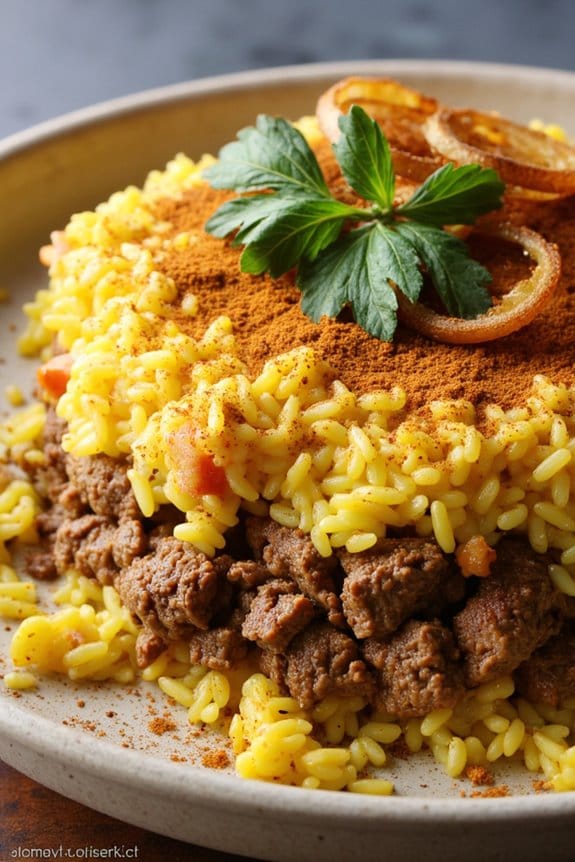 aromatic ground lamb biryani