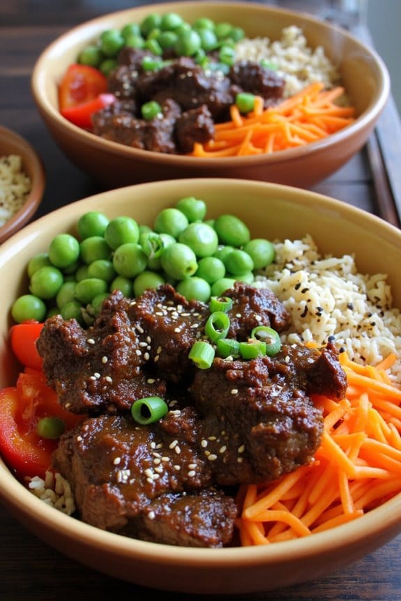 asian inspired ground lamb bowls