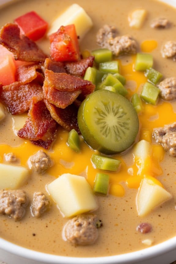 cheeseburger flavors in soup