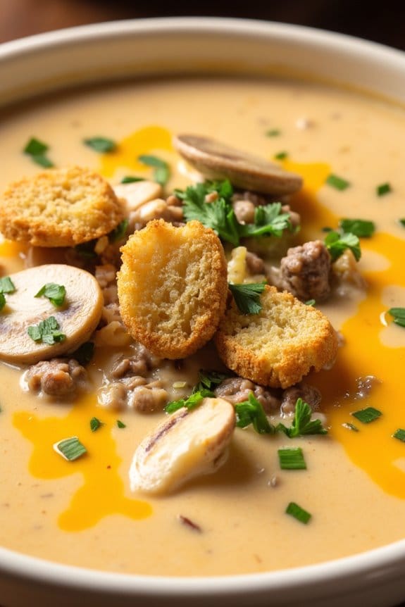cheeseburger mushroom soup fusion