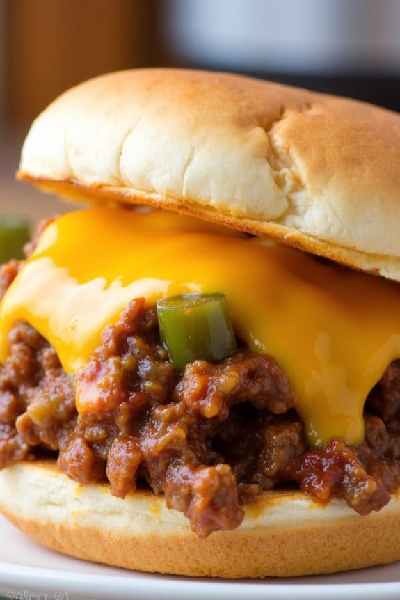 cheesy slow cooked sloppy joes
