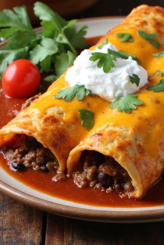 comforting beef bean enchiladas