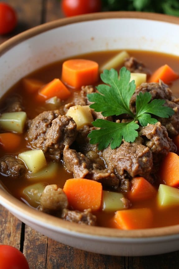 comforting lamb mushroom soup