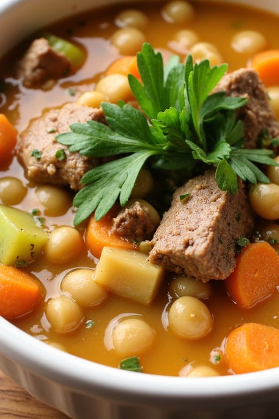 comforting lamb split pea soup