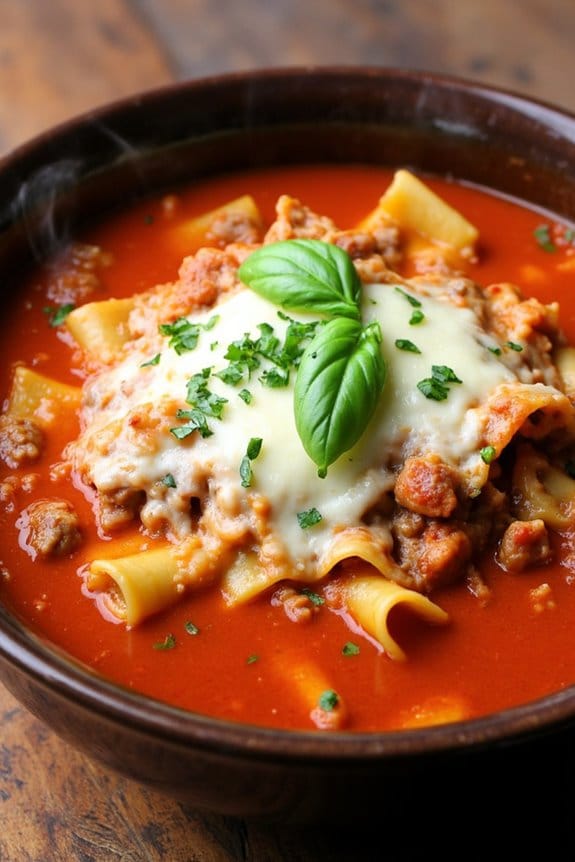 comforting slow cooked lasagna soup
