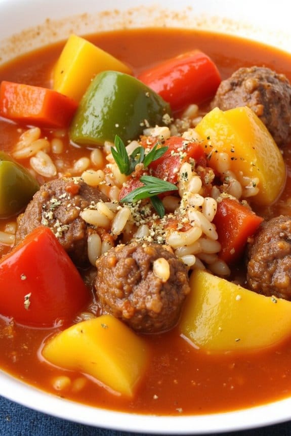 comforting stuffed pepper soup