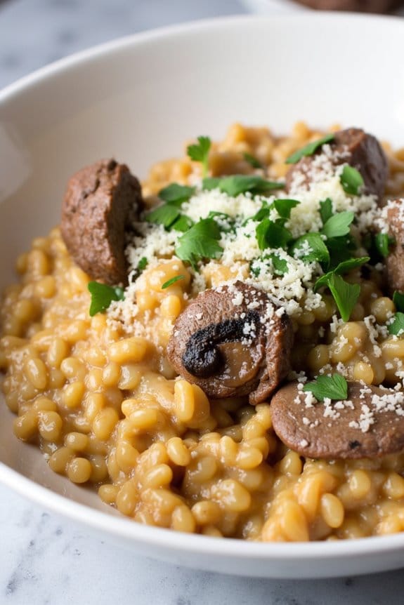 creamy lamb mushroom risotto