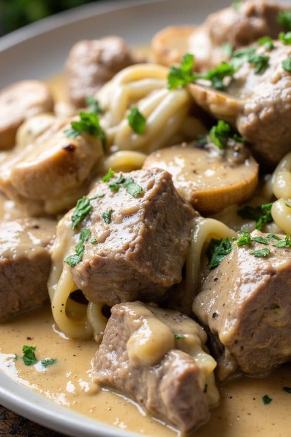 creamy low carb beef stroganoff