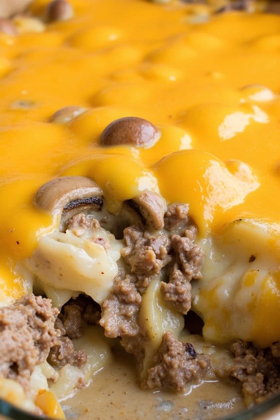 creamy mushroom hamburger casserole