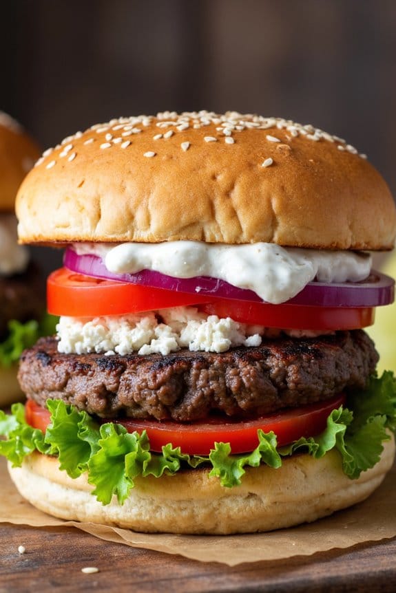 gourmet lamb feta burgers