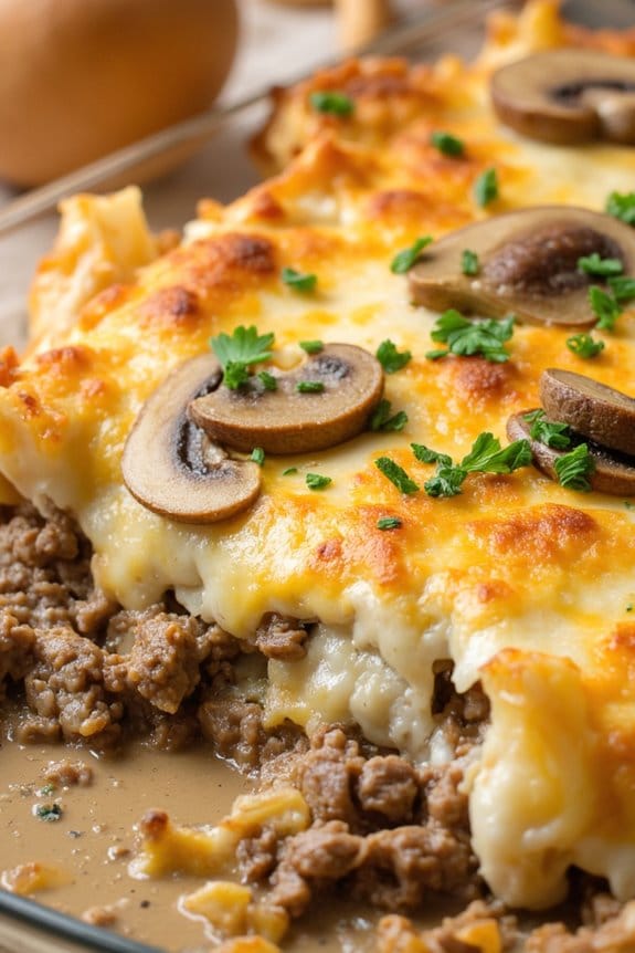 gourmet mushroom swiss casserole