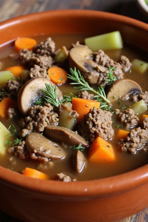 hearty beef mushroom soup