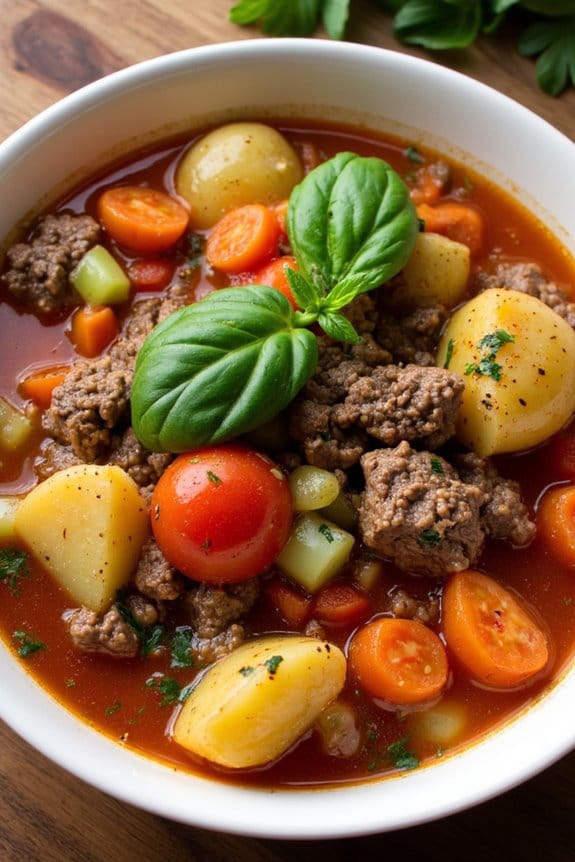 hearty herb infused hamburger stew