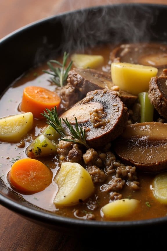 hearty lamb mushroom stew