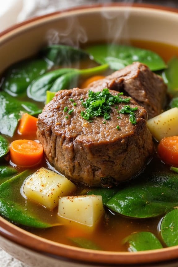hearty lamb spinach soup