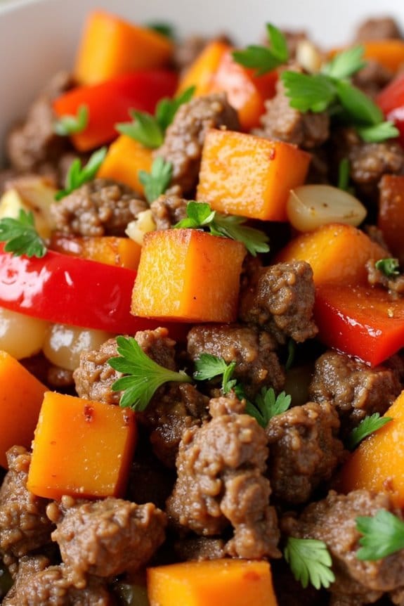 hearty lamb sweet potato hash
