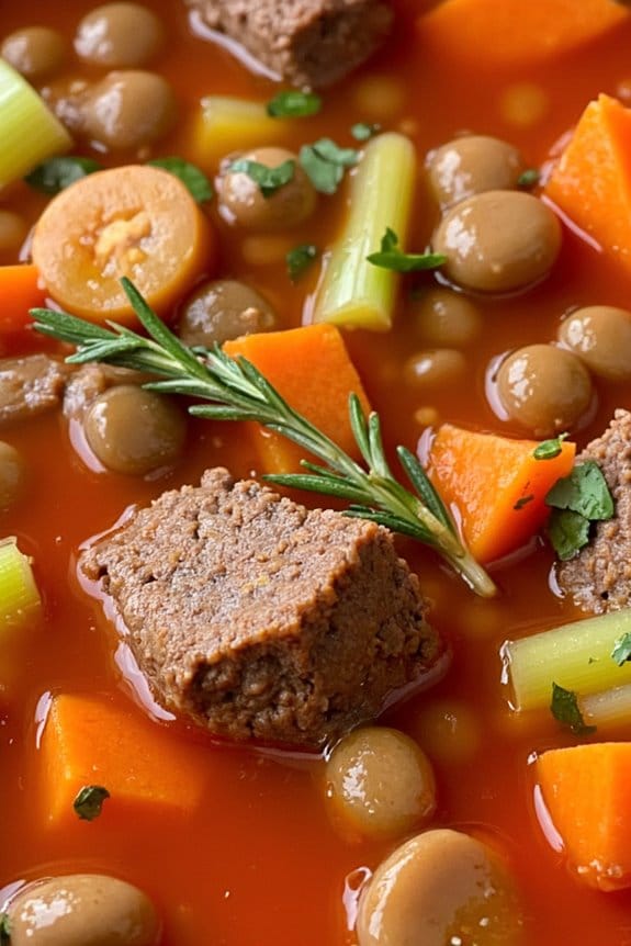 hearty slow cooked beef soup