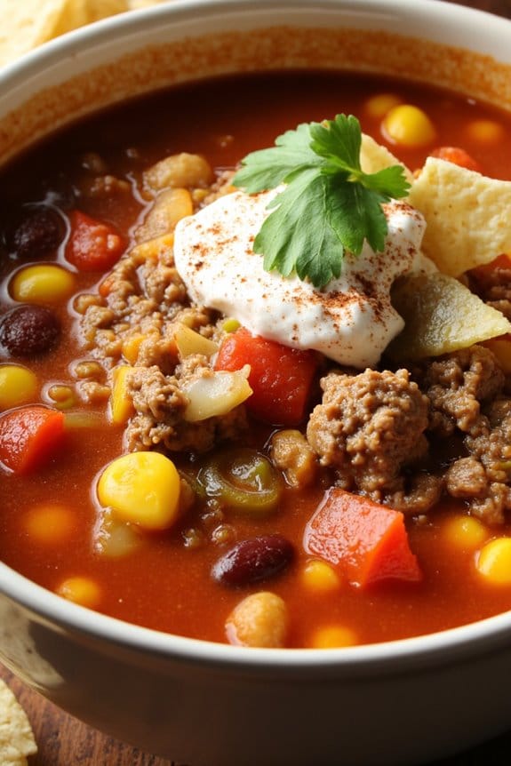 hearty spicy taco soup