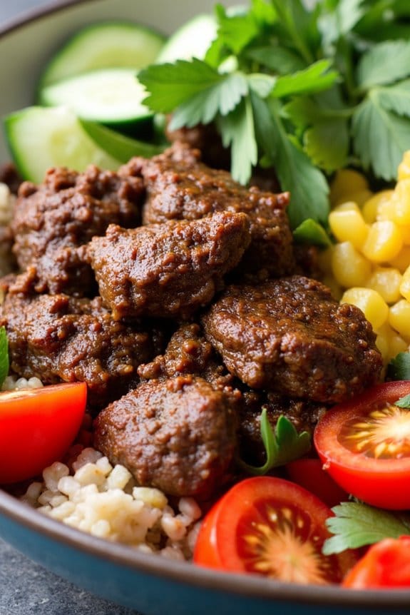 lamb bowls with fresh herbs